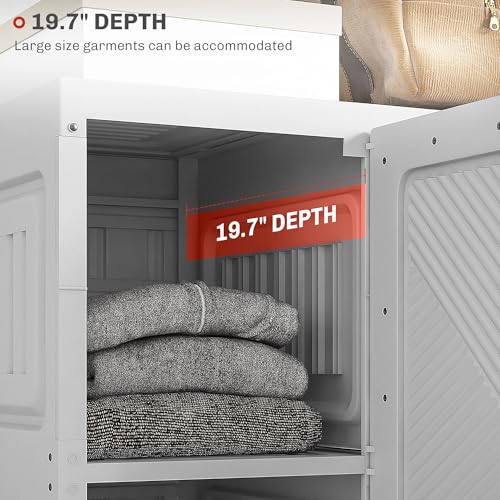 HOMCOM Portable Wardrobe Closet, Folding Bedroom Armoire, Clothes Storage Organizer with 6 Cube Compartments, 4 Magnet Doors, White