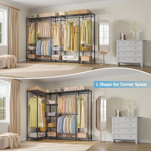 VIPEK V50i Extra Large Portable Closet Rack Bedroom Armoire Freestanding Wardrobe Closet, Heavy Duty Clothes Rack Multi-Functional Metal Clothing Rack for Hanging Clothes, Max Load 1300lbs, Black