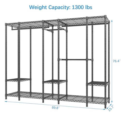 VIPEK V50i Extra Large Portable Closet Rack Bedroom Armoire Freestanding Wardrobe Closet, Heavy Duty Clothes Rack Multi-Functional Metal Clothing Rack for Hanging Clothes, Max Load 1300lbs, Black