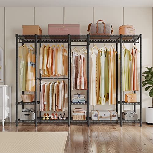 VIPEK V50i Extra Large Portable Closet Rack Bedroom Armoire Freestanding Wardrobe Closet, Heavy Duty Clothes Rack Multi-Functional Metal Clothing Rack for Hanging Clothes, Max Load 1300lbs, Black