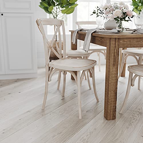 Merrick Lane Rustic Brown Solid Wood Dining Table, Kitchen Table with Square Legs, Farmhouse Dining Table, 46" x 30", Seats 4, Rustic Finish for Indoor or Outdoor Use