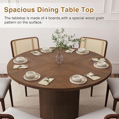 PHOYAL Round Dining Table, 47 Inch Dining Table Kitchen Table Small Dinner Table Farmhouse Kitchen Dinning Table for Kitchen Living Room Walnut Color (Chairs not Included)