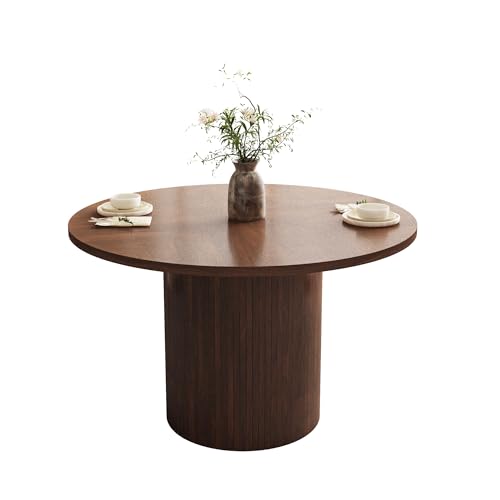 PHOYAL Round Dining Table, 47 Inch Dining Table Kitchen Table Small Dinner Table Farmhouse Kitchen Dinning Table for Kitchen Living Room Walnut Color (Chairs not Included)