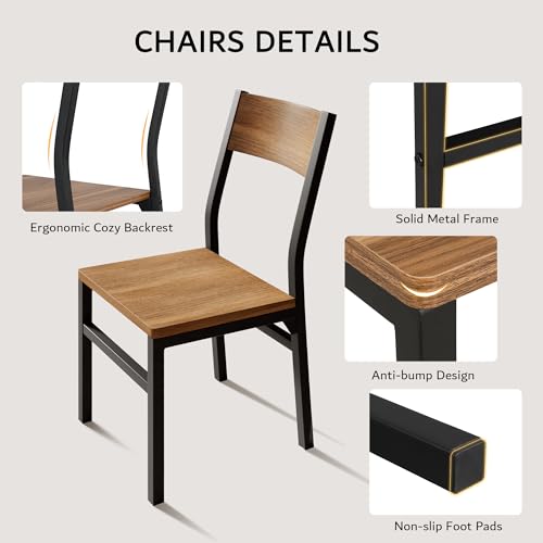 iPormis 7-Piece Dining Table Set with 6 Chairs, 63" Extendable Kitchen Table & Chairs Set for 4-6, Dining Room Table with Metal Frame & MDF Board, Perfect for Small Space, Easy Clean, Walnut