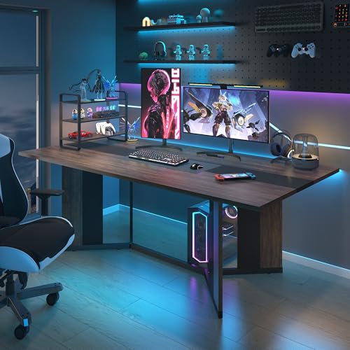 Hlivelood 71In Large Rectangular Dining Table for 4 5 6 7 8 People w/35 Marble-Color Wood Watrproof Brown Tabletop,Adjustable Leg.6ft Luxurious Family Dinner Table for Office Kitchen Living Room