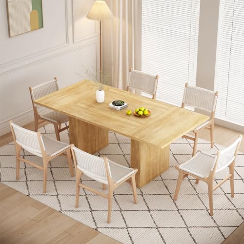 PHOYAL 78.7" Large Farmhouse Dining Table, Rectangular Dinner Table for 6 to 10 People, 78.7" L x 39.4" W x 30.7" H for Dining Room, Home Office, Living Room Furniture, Natural
