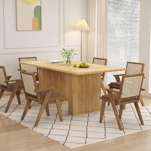 PHOYAL 78.7" Large Farmhouse Dining Table, Rectangular Dinner Table for 6 to 10 People, 78.7" L x 39.4" W x 30.7" H for Dining Room, Home Office, Living Room Furniture, Natural