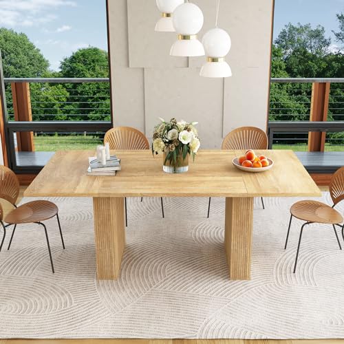 PHOYAL 78.7" Large Farmhouse Dining Table, Rectangular Dinner Table for 6 to 10 People, 78.7" L x 39.4" W x 30.7" H for Dining Room, Home Office, Living Room Furniture, Natural