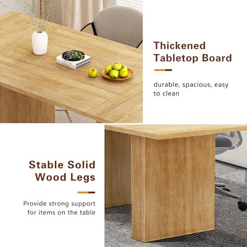 PHOYAL 78.7" Large Farmhouse Dining Table, Rectangular Dinner Table for 6 to 10 People, 78.7" L x 39.4" W x 30.7" H for Dining Room, Home Office, Living Room Furniture, Natural