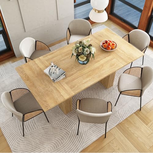 PHOYAL 78.7" Large Farmhouse Dining Table, Rectangular Dinner Table for 6 to 10 People, 78.7" L x 39.4" W x 30.7" H for Dining Room, Home Office, Living Room Furniture, Natural