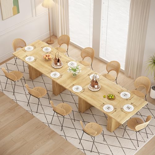 PHOYAL 78.7" Large Farmhouse Dining Table, Rectangular Dinner Table for 6 to 10 People, 78.7" L x 39.4" W x 30.7" H for Dining Room, Home Office, Living Room Furniture, Natural