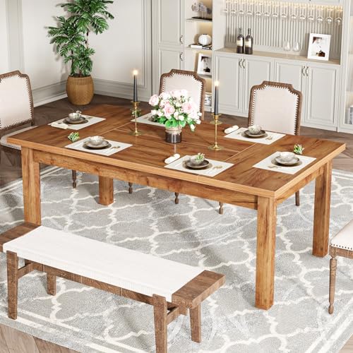 Tribesigns 70.87" Wood Dining Table for 6-8 People, Modern Large Rectangle Kitchen Table, Farmhouse Dinner Table Dining Room Table Kitchen & Dining Room Furniture with Thickened Legs