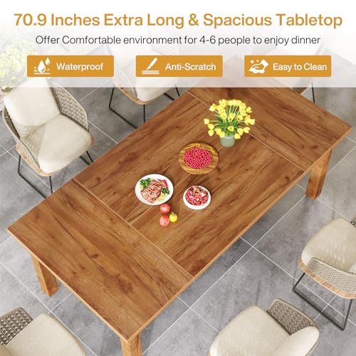Tribesigns 70.87" Wood Dining Table for 6-8 People, Modern Large Rectangle Kitchen Table, Farmhouse Dinner Table Dining Room Table Kitchen & Dining Room Furniture with Thickened Legs