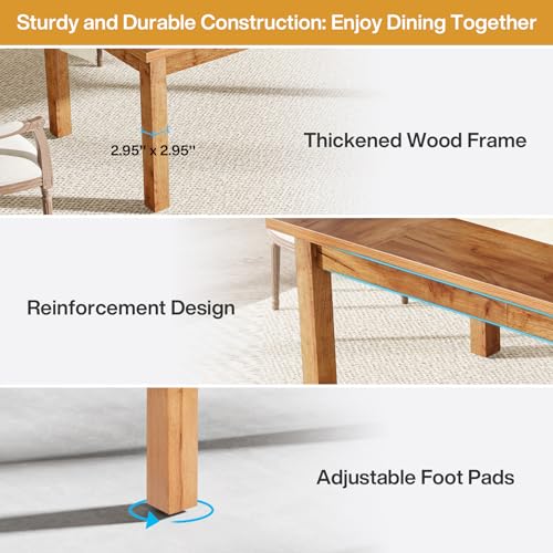 Tribesigns 70.87" Wood Dining Table for 6-8 People, Modern Large Rectangle Kitchen Table, Farmhouse Dinner Table Dining Room Table Kitchen & Dining Room Furniture with Thickened Legs