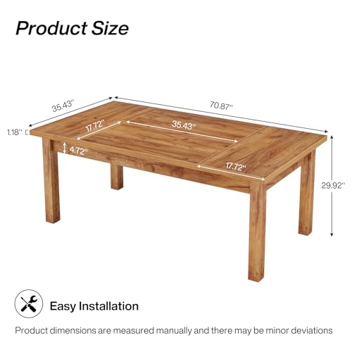 Tribesigns 70.87" Wood Dining Table for 6-8 People, Modern Large Rectangle Kitchen Table, Farmhouse Dinner Table Dining Room Table Kitchen & Dining Room Furniture with Thickened Legs