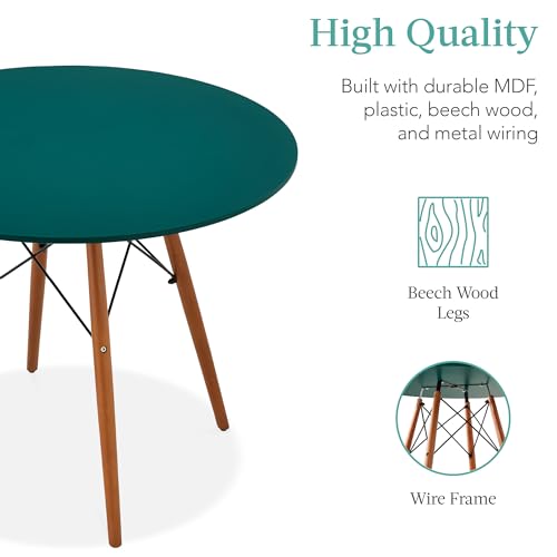 Best Choice Products 5-Piece Dining Set, Compact Mid-Century Modern Table & Chair Set for Home, Apartment w/ 4 Chairs, Plastic Seats, Wooden Legs, Metal Frame - Dark Green/Walnut