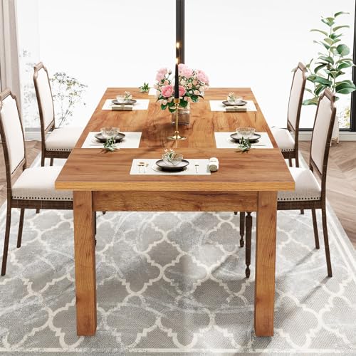 Tribesigns 70.87" Wood Dining Table for 6-8 People, Modern Large Rectangle Kitchen Table, Farmhouse Dinner Table Dining Room Table Kitchen & Dining Room Furniture with Thickened Legs