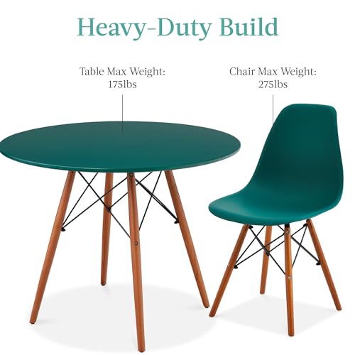 Best Choice Products 5-Piece Dining Set, Compact Mid-Century Modern Table & Chair Set for Home, Apartment w/ 4 Chairs, Plastic Seats, Wooden Legs, Metal Frame - Dark Green/Walnut