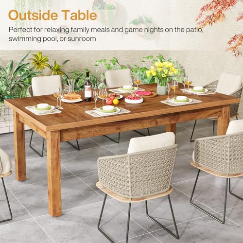 Tribesigns 70.87" Wood Dining Table for 6-8 People, Modern Large Rectangle Kitchen Table, Farmhouse Dinner Table Dining Room Table Kitchen & Dining Room Furniture with Thickened Legs