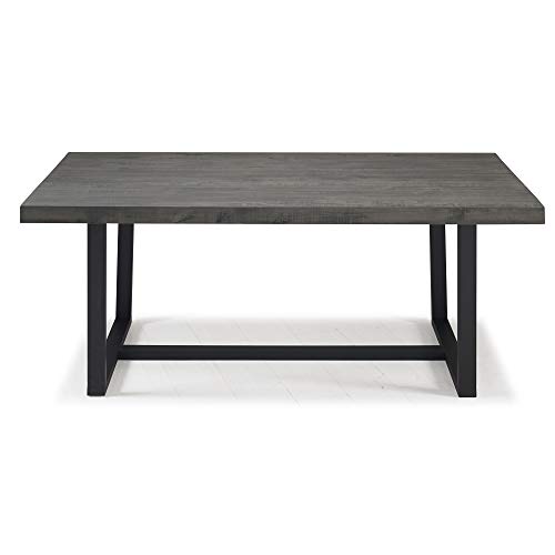 Walker Edison Andre Modern Solid Wood Dining Table, 72 Inch, Grey