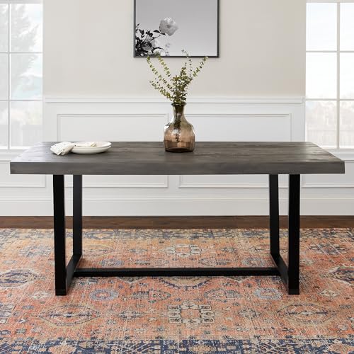 Walker Edison Andre Modern Solid Wood Dining Table, 72 Inch, Grey