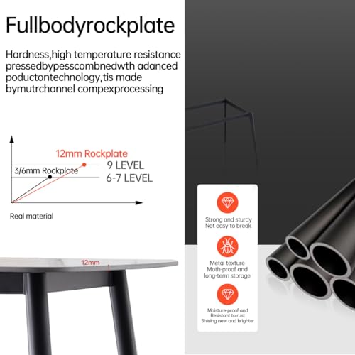 Rectangular Dining Table,47"Dining Table for 4,Marble Sintered Stone Tabletop,Strong Metal Leg Use for Dining Room Table,Kitchen Table,Coffee Table,Office Desk,Plant Table,Computer Desk(ONLY TABLE)