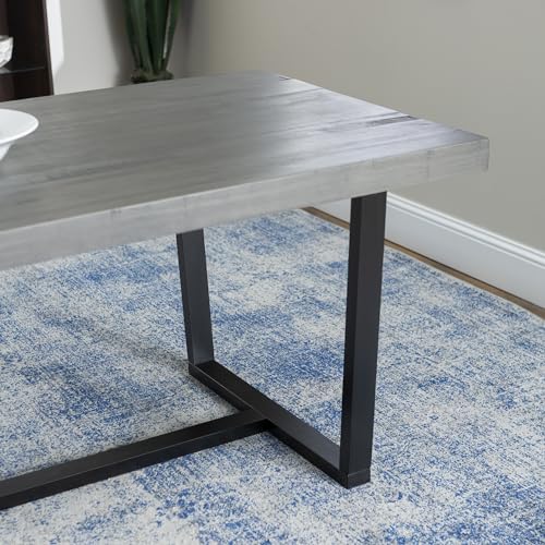 Walker Edison Andre Modern Solid Wood Dining Table, 72 Inch, Grey