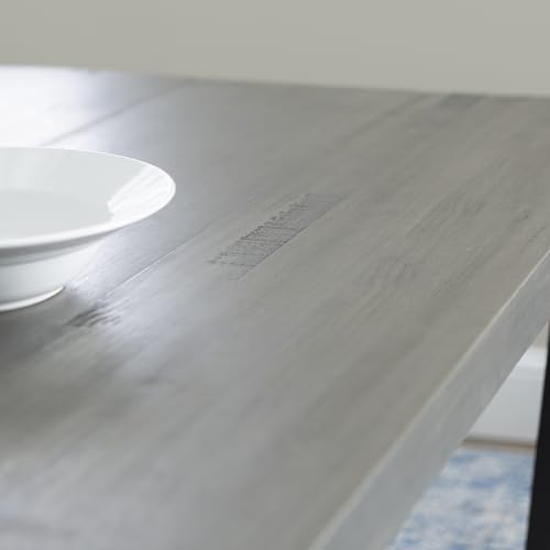 Walker Edison Andre Modern Solid Wood Dining Table, 72 Inch, Grey