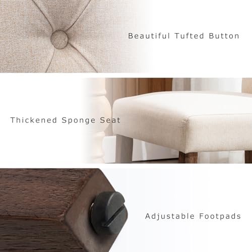 COLAMY 7-Piece Dining Table Set for 6, 60" Kitchen Wood Table with 6 Tufted Dining Room Chairs, Brown/Beige