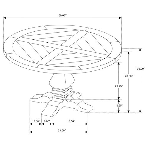 Coaster Home Furnishings Florence Traditional 60-inch Round Pedestal Dining Table Planked Wood Top Rustic Brown 180200