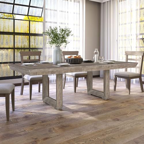 JURMALYN 98" Wood Dining Table Extendable Kitchen Table, Country Rustic Rectangular Dining Room Table for 6 8-Person, (Grey)