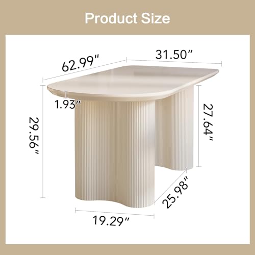 GraceNook 63" White Dining Table, Oval Dining Room Table, Modern Dining Table for 2,4,6 Person, Kitchen Dining Table for Dining Room,Kitchen or Reception Room