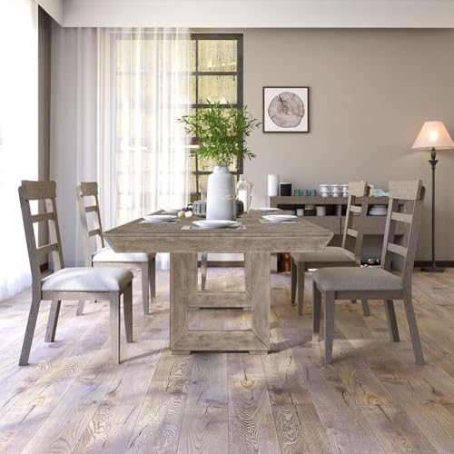 JURMALYN 98" Wood Dining Table Extendable Kitchen Table, Country Rustic Rectangular Dining Room Table for 6 8-Person, (Grey)