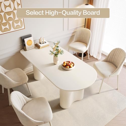 GraceNook 63" White Dining Table, Oval Dining Room Table, Modern Dining Table for 2,4,6 Person, Kitchen Dining Table for Dining Room,Kitchen or Reception Room