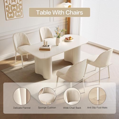 GraceNook 63" White Dining Table, Oval Dining Room Table, Modern Dining Table for 2,4,6 Person, Kitchen Dining Table for Dining Room,Kitchen or Reception Room