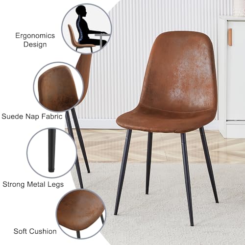 MUUOKY Dining Table Set for 4, Modern 55'' Wood Dining Table, Fabric Dining Chairs 4,Table and Chairs Set of 4,Ideal for Kitchen Dining Room