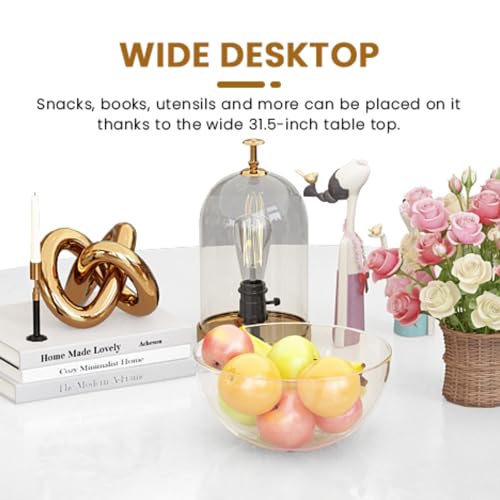 LTTROMAT 42 Inch Round Dining Table, Pure White Tulip Dining Table Tulip Table W/0.71" Thickness & Metal Pedestal Base for 4 to 6 People, Modern Round Kitchen Table Leisure Table Circle Coffee Table