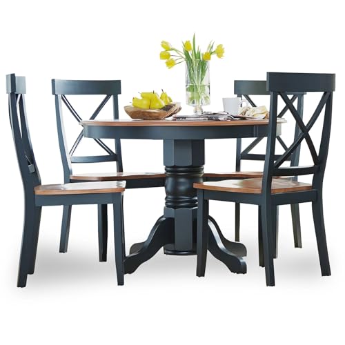 Homestyles Bishop 5 Piece Dining Set, W-42”, D-42” H-30”, Black/Oak