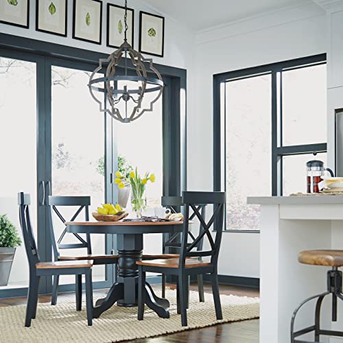 Homestyles Bishop 5 Piece Dining Set, W-42”, D-42” H-30”, Black/Oak