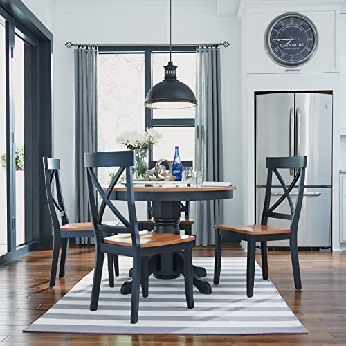 Homestyles Bishop 5 Piece Dining Set, W-42”, D-42” H-30”, Black/Oak
