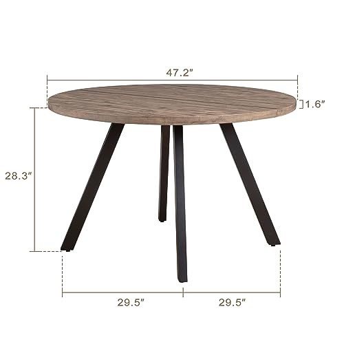 SIMTONAL Round Wood Dining Table for 4-6, 47" Mid Century Modern Kitchen Table (Only Table), Brown