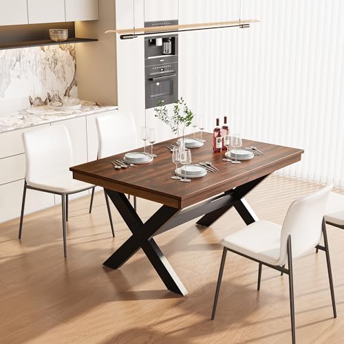 Boloni 59"-76" Extendable Dining Table for 4-8 Person, Space-Saving Folding Dining Table, Extra Long Transformer Table with Extension Leaves Holder, Walnut