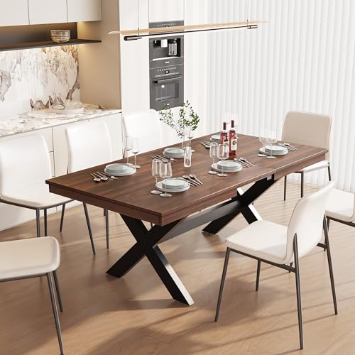Boloni 59"-76" Extendable Dining Table for 4-8 Person, Space-Saving Folding Dining Table, Extra Long Transformer Table with Extension Leaves Holder, Walnut