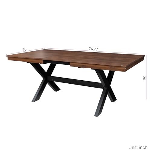 Boloni 59"-76" Extendable Dining Table for 4-8 Person, Space-Saving Folding Dining Table, Extra Long Transformer Table with Extension Leaves Holder, Walnut