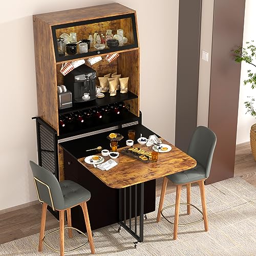 PAUKIN Dining table sets, wine coolers, and foldable dining table sets with storage drawers, wine racks, and storage cabinets provide a different kind of dining space and convenience.