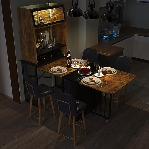 PAUKIN Dining table sets, wine coolers, and foldable dining table sets with storage drawers, wine racks, and storage cabinets provide a different kind of dining space and convenience.