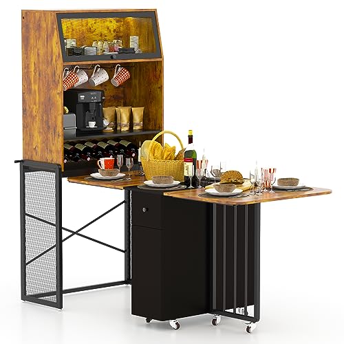 PAUKIN Dining table sets, wine coolers, and foldable dining table sets with storage drawers, wine racks, and storage cabinets provide a different kind of dining space and convenience.