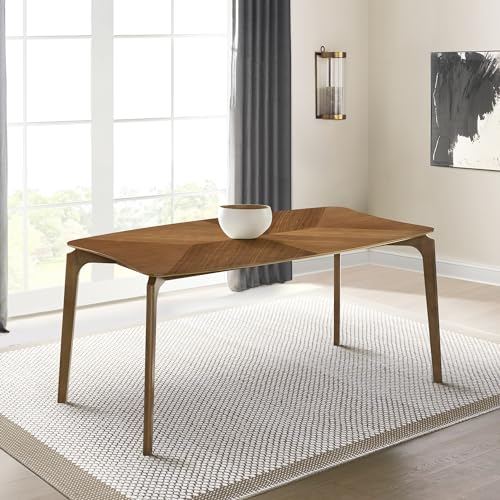 Armen Living Kalia Modern Wood Rectangular Dining Table, 63" x 33.5", Walnut