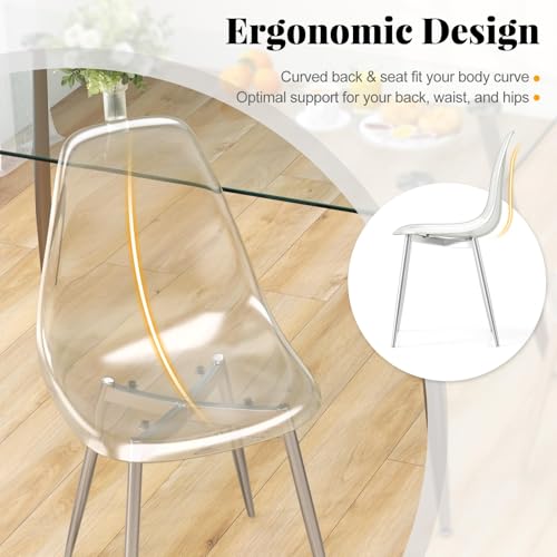 Tangkula Glass Dining Table Set for 4, Modern Kitchen Table and Chairs, Glass Dining Room Table Set for Small Living Room, Kitchen