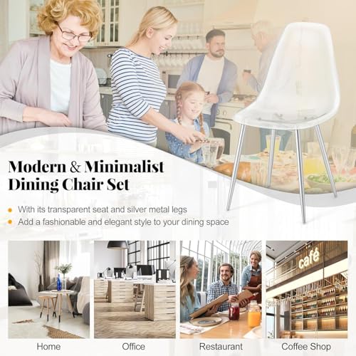 Tangkula Glass Dining Table Set for 4, Modern Kitchen Table and Chairs, Glass Dining Room Table Set for Small Living Room, Kitchen